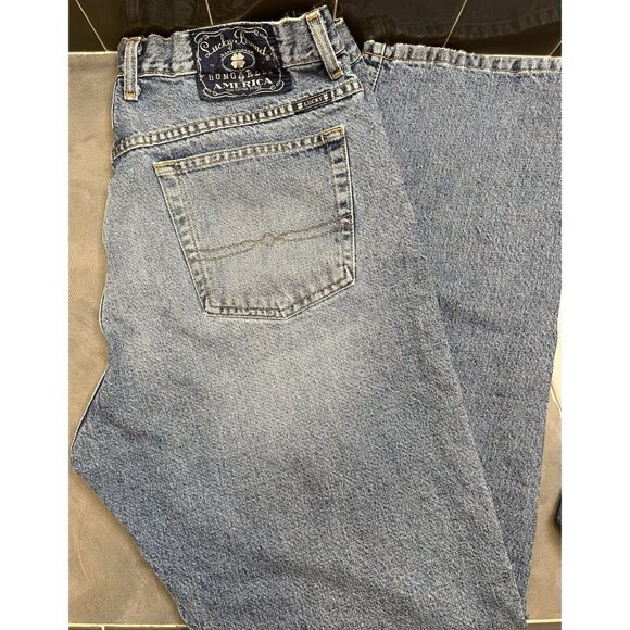 Lucky Brand Dungarees Jeans Mens 38 Blue Made in USA 100% Cotton Classic Fit - Picture 1 of 14